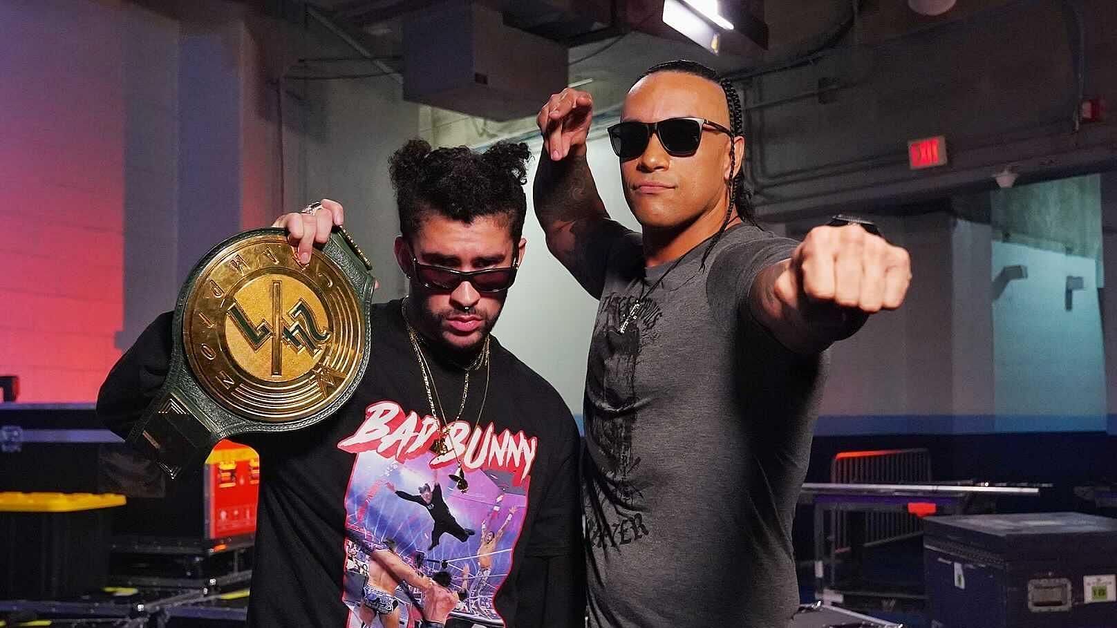 Bad Bunny (left) with Damian Priest (right)