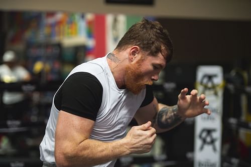 Canelo Alvarez during a workout