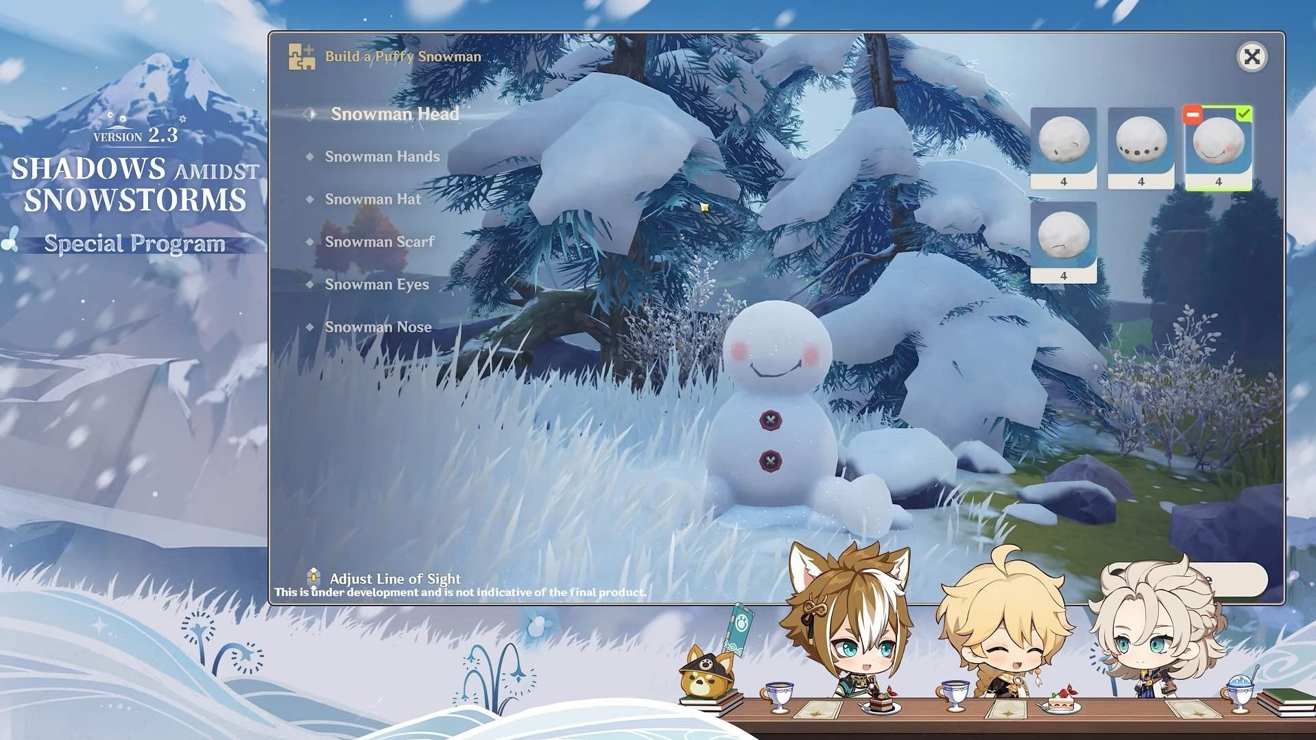 How building a snowman works in this event (Image via Genshin Impact)