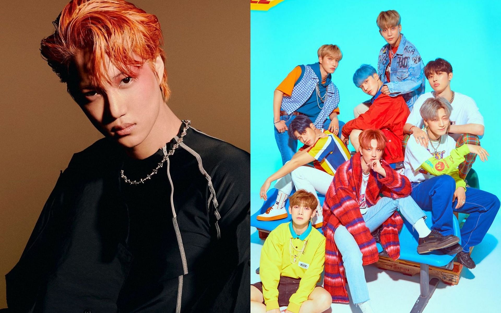 EXO&#039;s Kai for &#039;Don&#039;t Fight The Feeling&#039; and ATEEZ for &#039;Treasure Ep. 3 All To One&#039; concept photos (Images via @ateez_official and @zkdlin/Instagram)