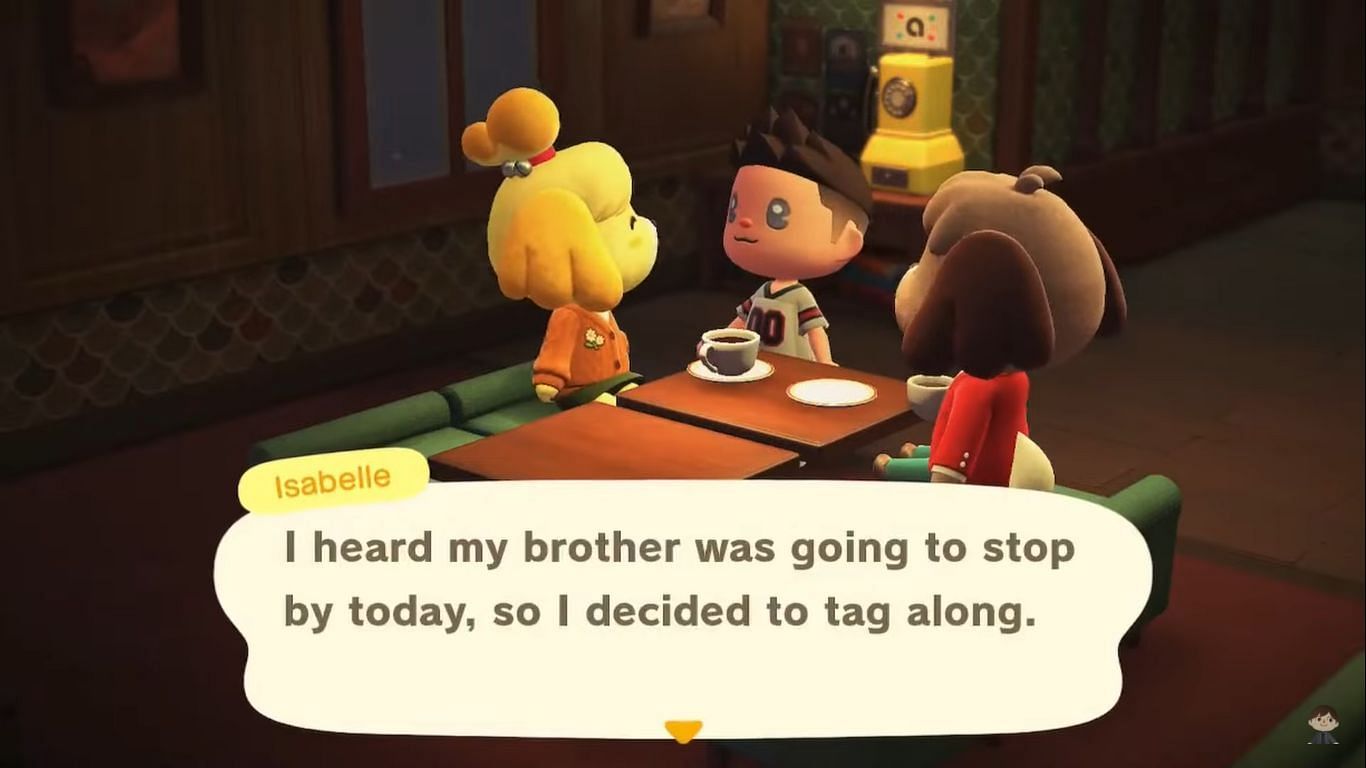 Digby makes an appearance in the Roost alongside Isabelle, which is absolutely adorable (Image via Crossing channel)