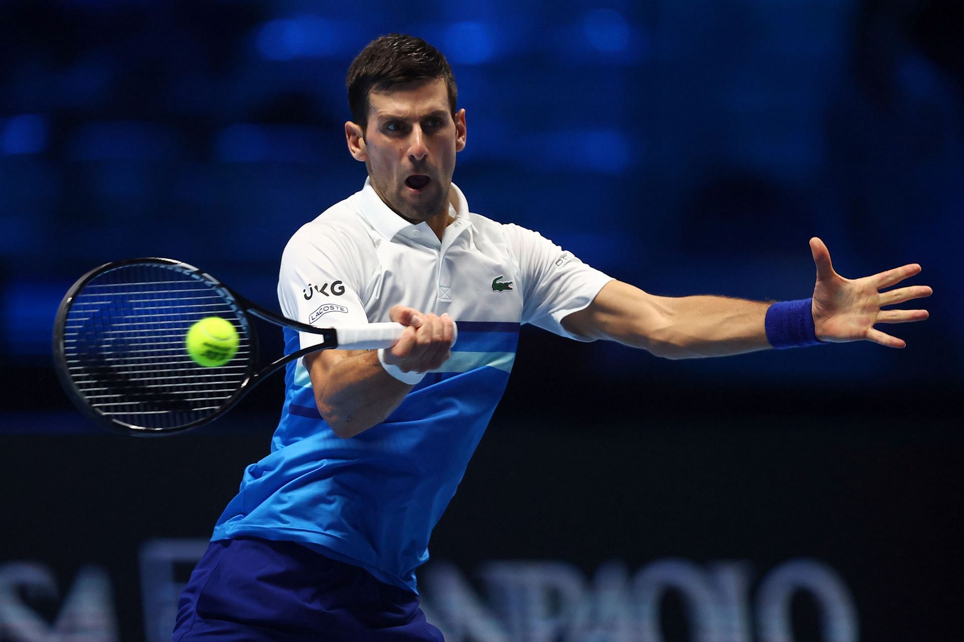 Novak Djokovic in action at the Nitto ATP World Tour Finals