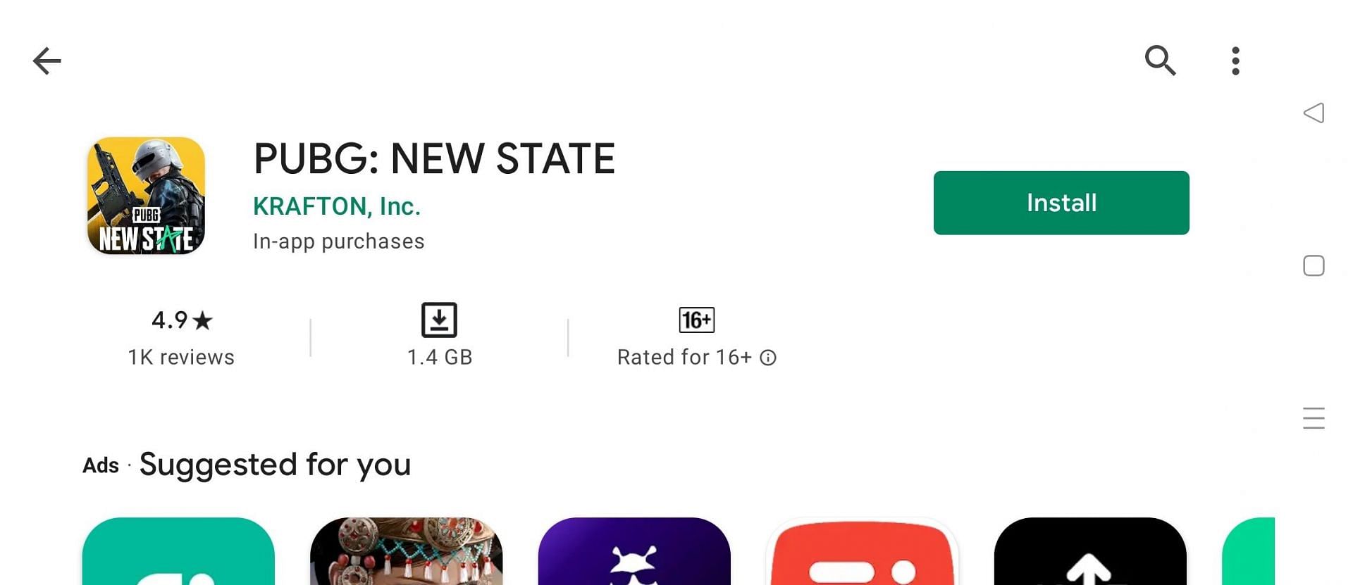 Gamers can tap on the &quot;Install&quot; button to download the game (Image via Google Play Store)