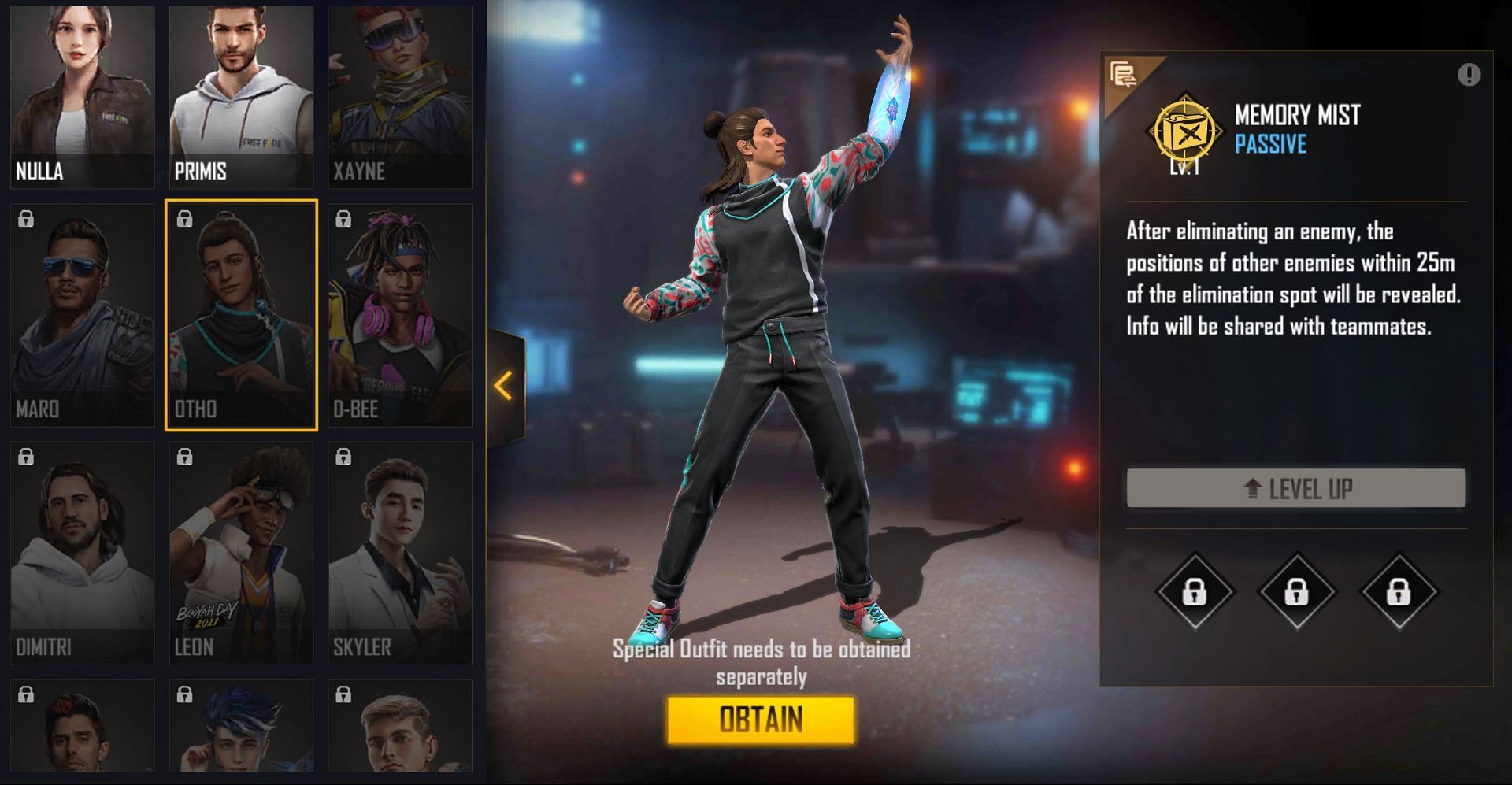 Otho possesses the &#039;Memory Mist&#039; ability in Garena Free Fire (Image via Free Fire)