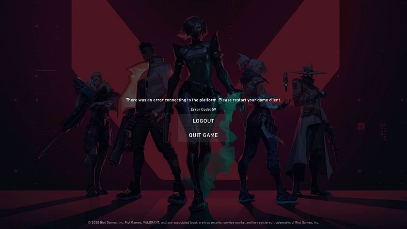 Val error 59 on the loading screen (Image via Valorant)