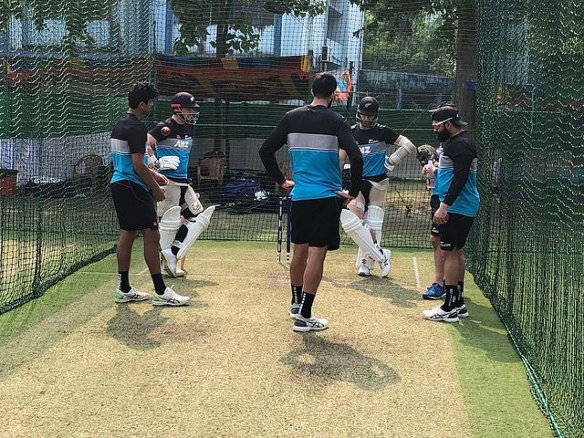 Some members of the New Zealand Test squad at a net session