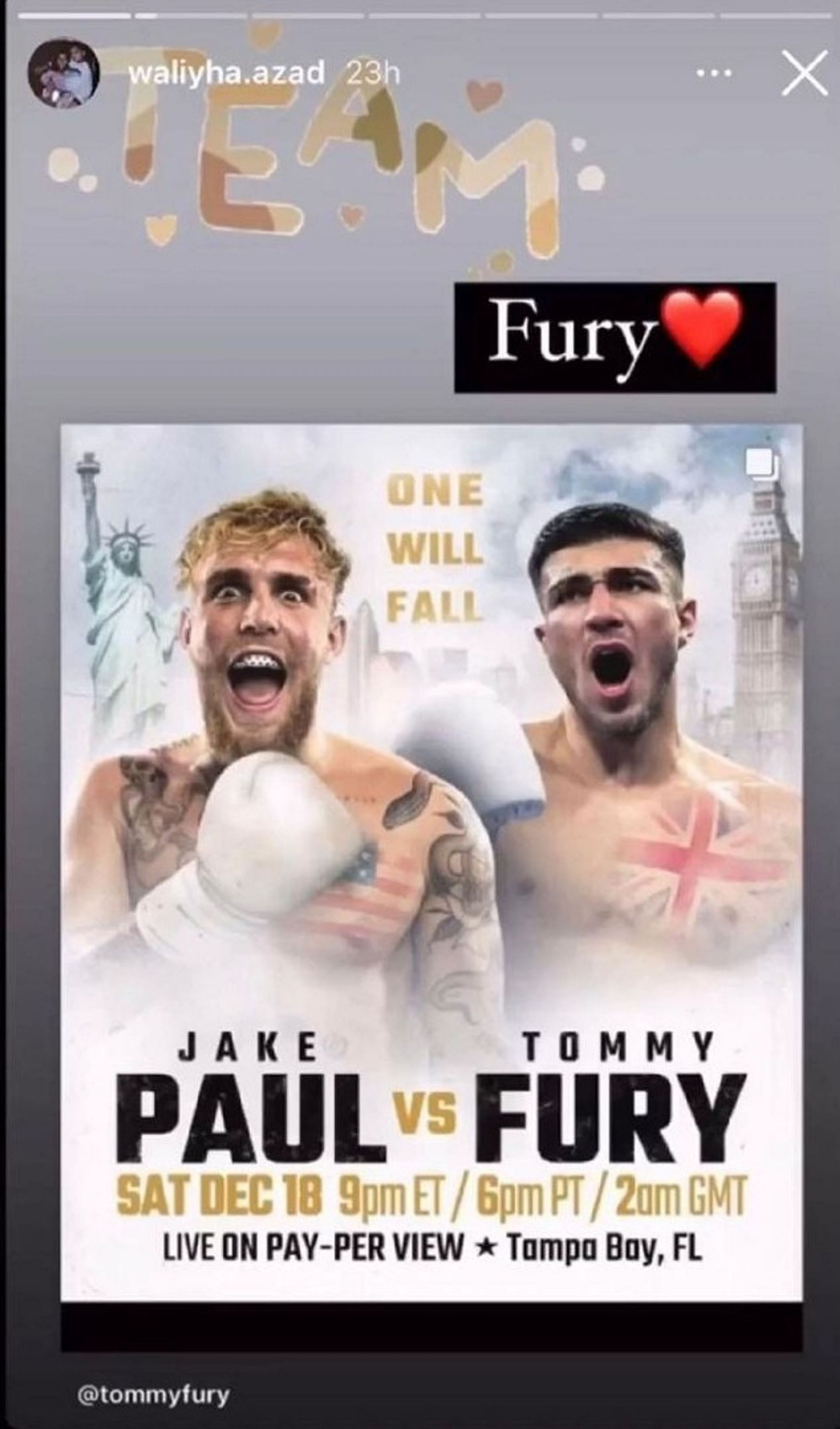Waliyha Malik is supporting Tommy Fury before his bout against Jake Paul (Image via @Waliyha.azad/ Instagram)