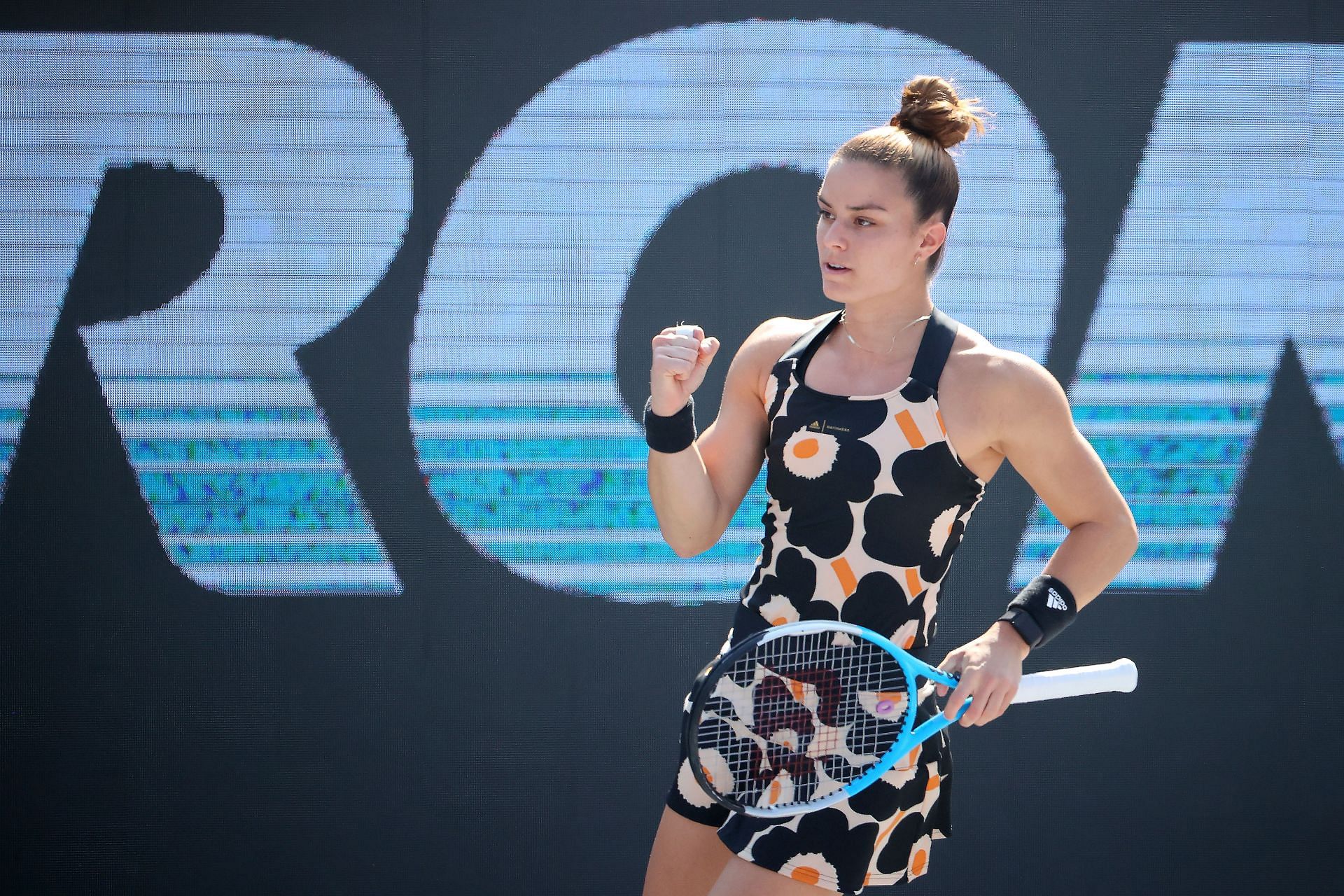 Maria Sakkari in action at the 2021 WTA Finals