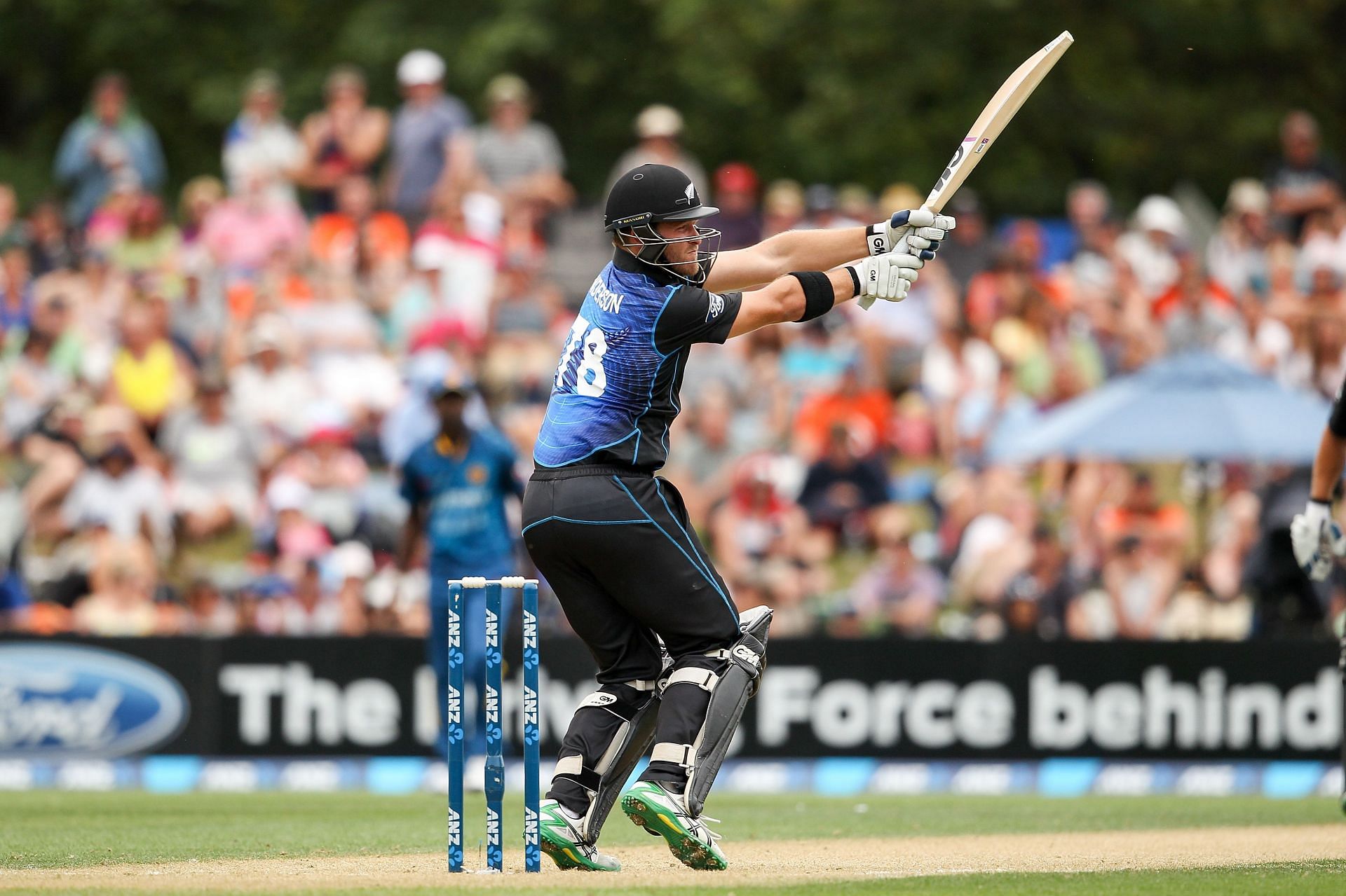 Corey Anderson in action during the New Zealand v Sri Lanka series