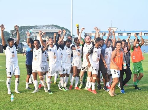 Jubilant Mohammedan SC players ahead of CFL 2021-22 final. Image: Mohammedan SC