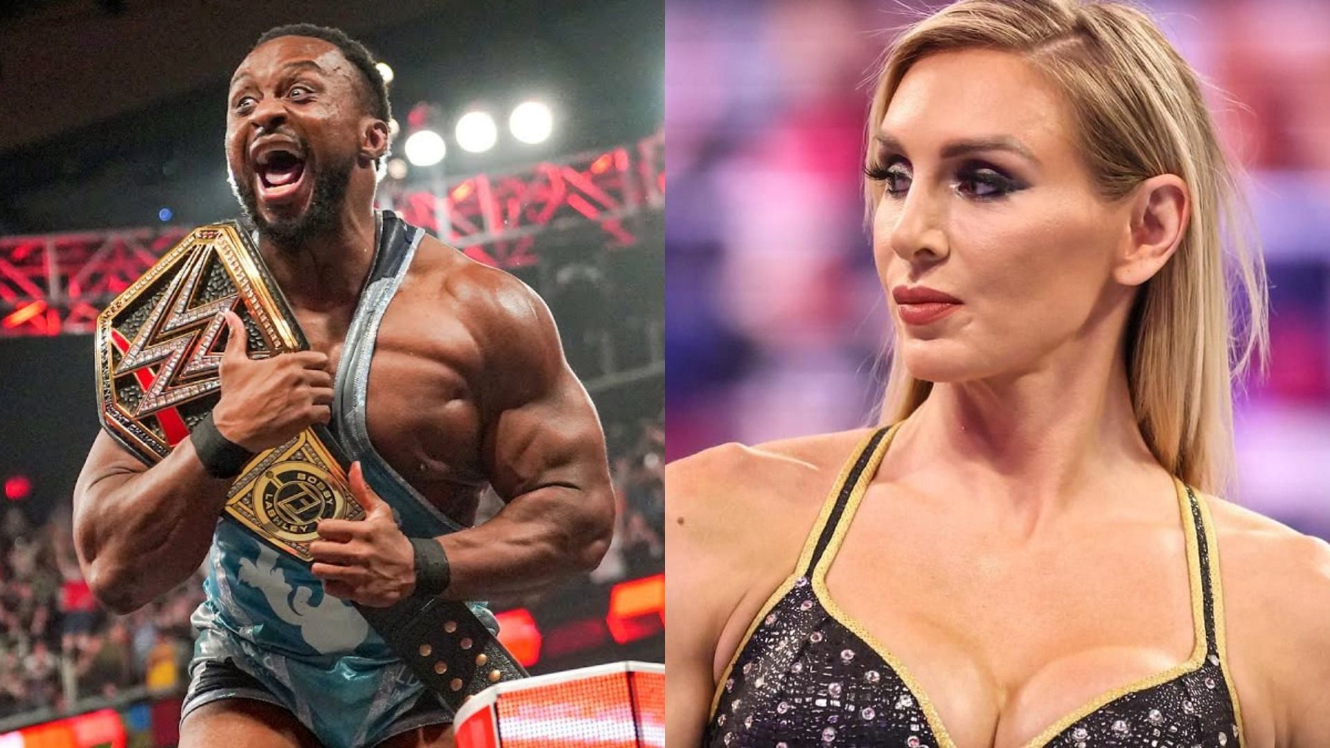 WWE Champion Big E (left); SmackDown Women&#039;s Champion Charlotte Flair (right)