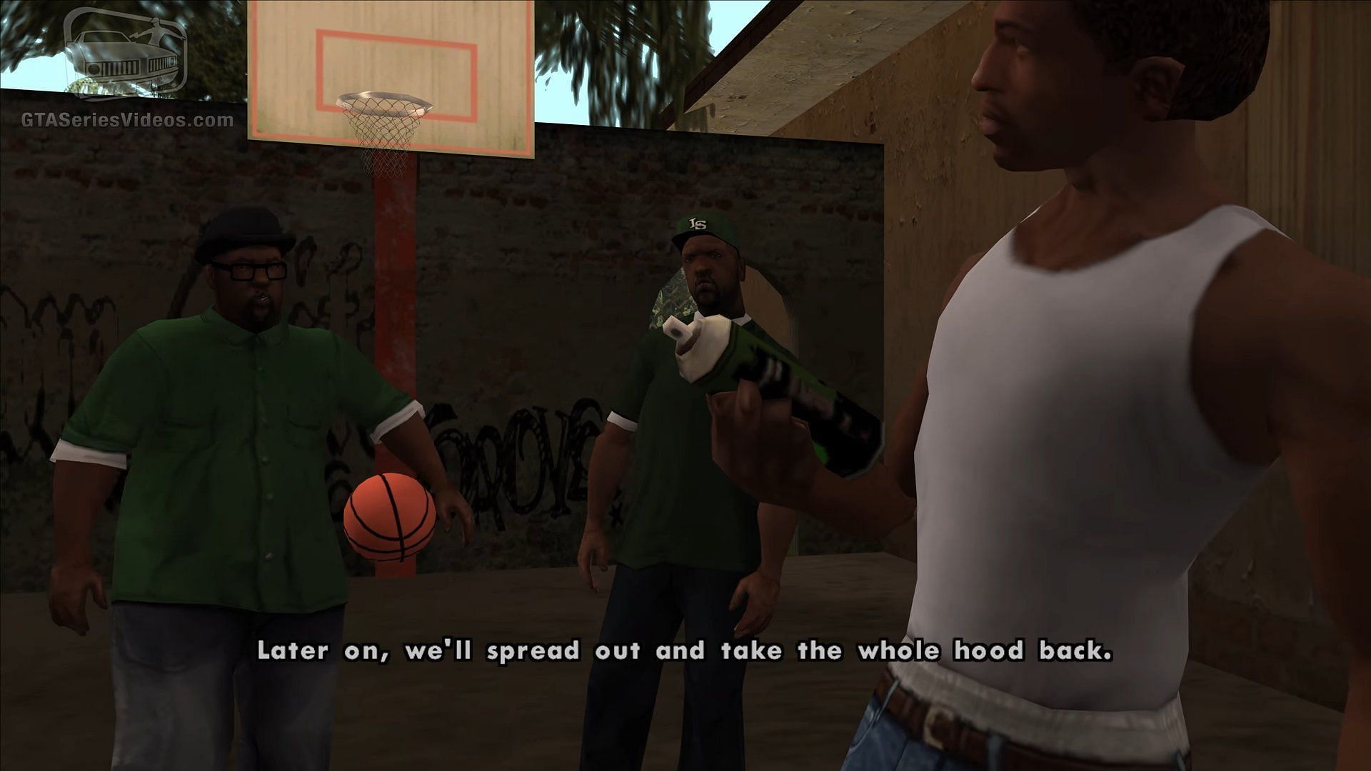 The characters are barely visible in this cutscene (Image via GTA Series Videos, YouTube)