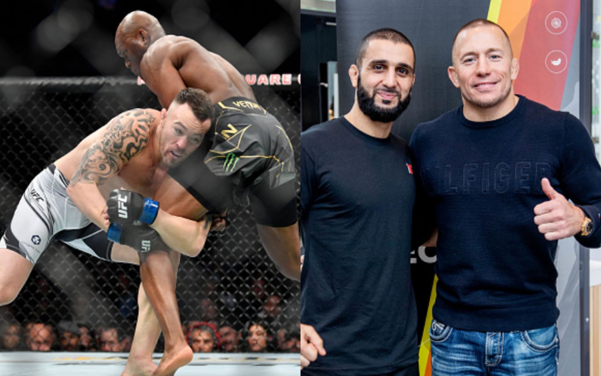 Covington vs. Usman at UFC 268 (left); Firas Zahabi and Georges St-Pierre (right)