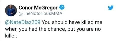 Deleted tweet posted by Conor McGregor on his official Twitter handle.