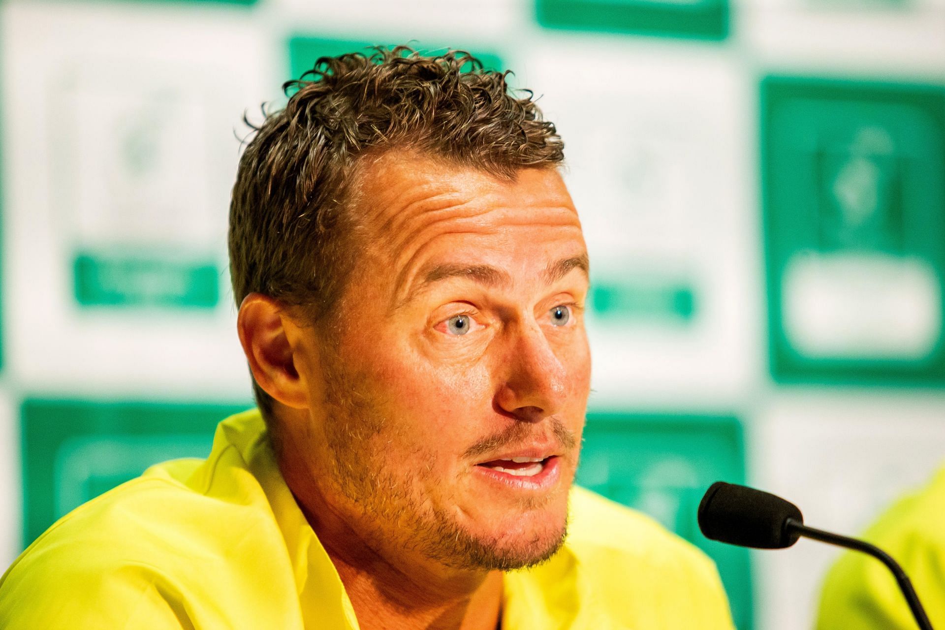 Lleyton Hewitt speaks at the Official Draw for the 2019 Davis Cup