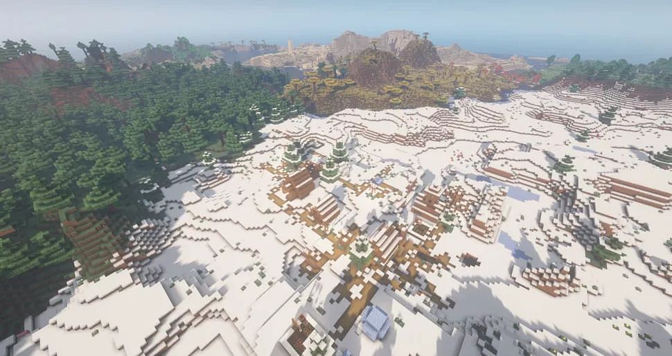 Four villages can be found at spawn (Image via Minecraft)