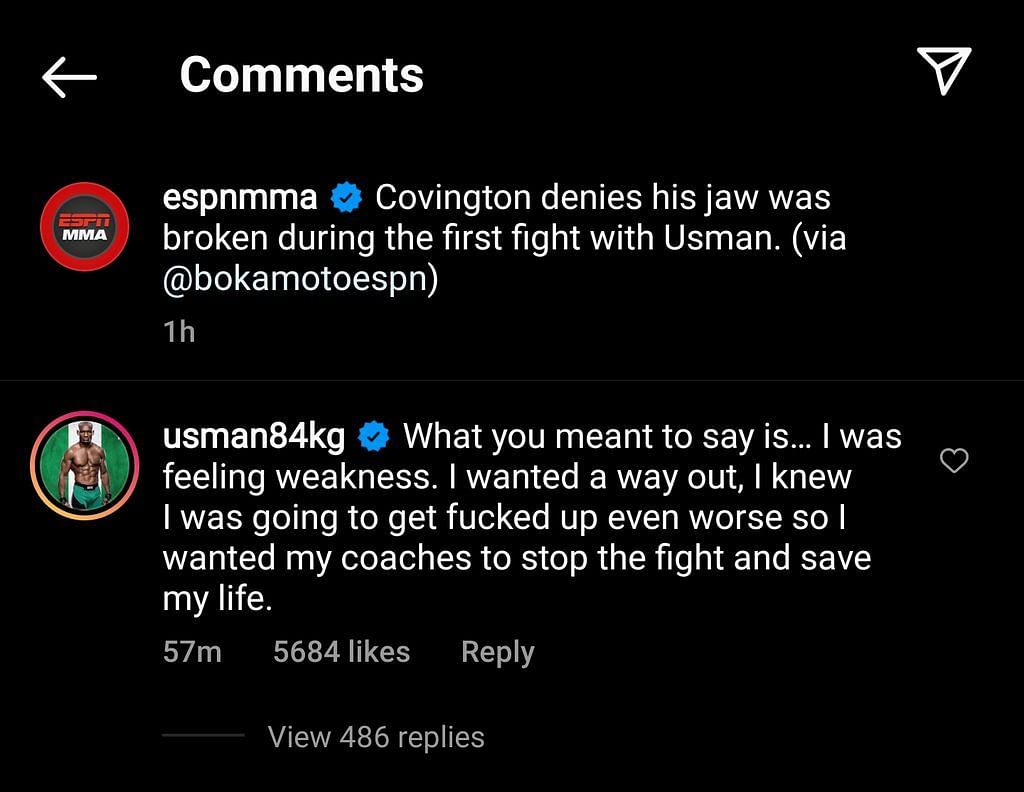 Kamaru Usman&#039;s response to Colby Covington