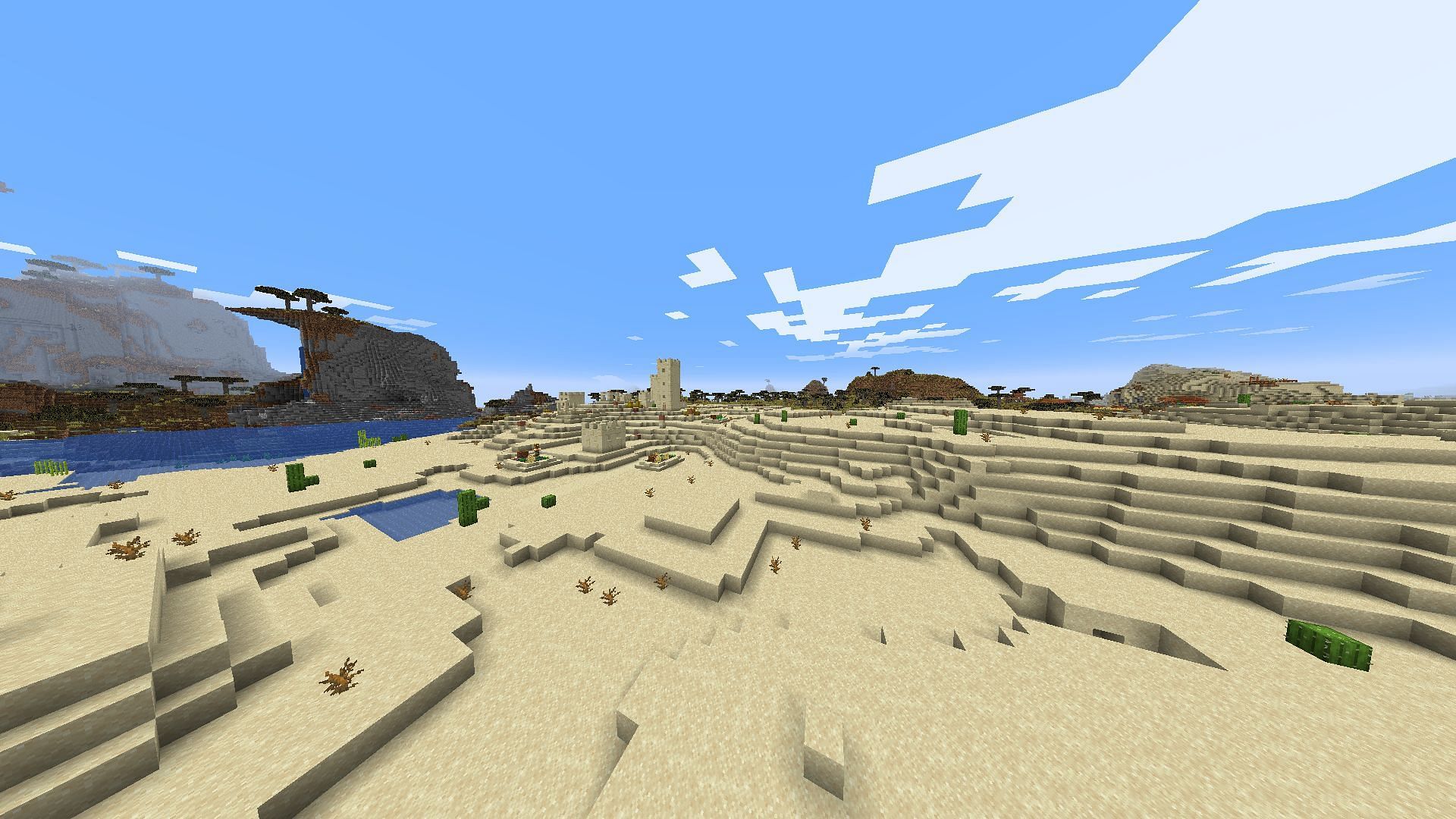 A village at spawn in this seed (Image via Minecraft)