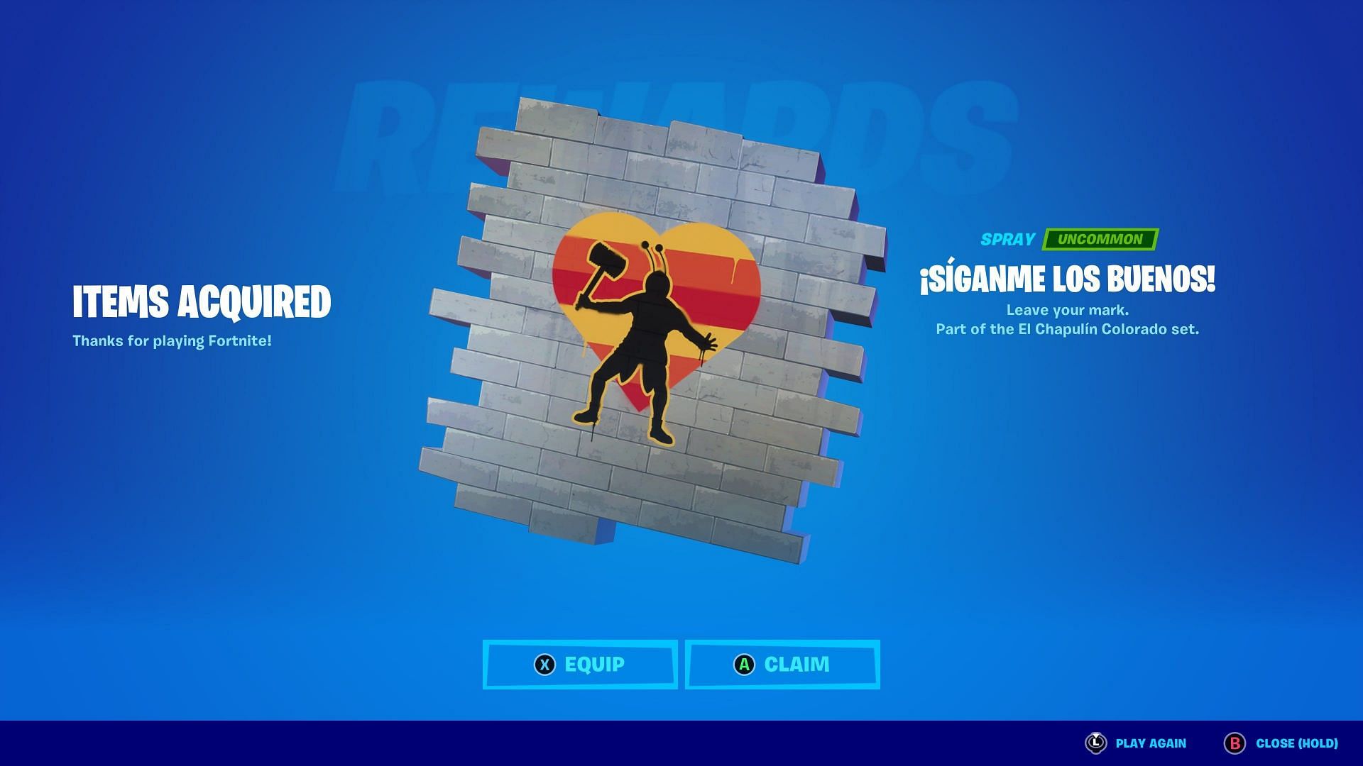 Gamers can get the El Chapulin Colorado spray for free in Fortnite Chapter 2 Season 8 (Image via Twitter/HYPEX)