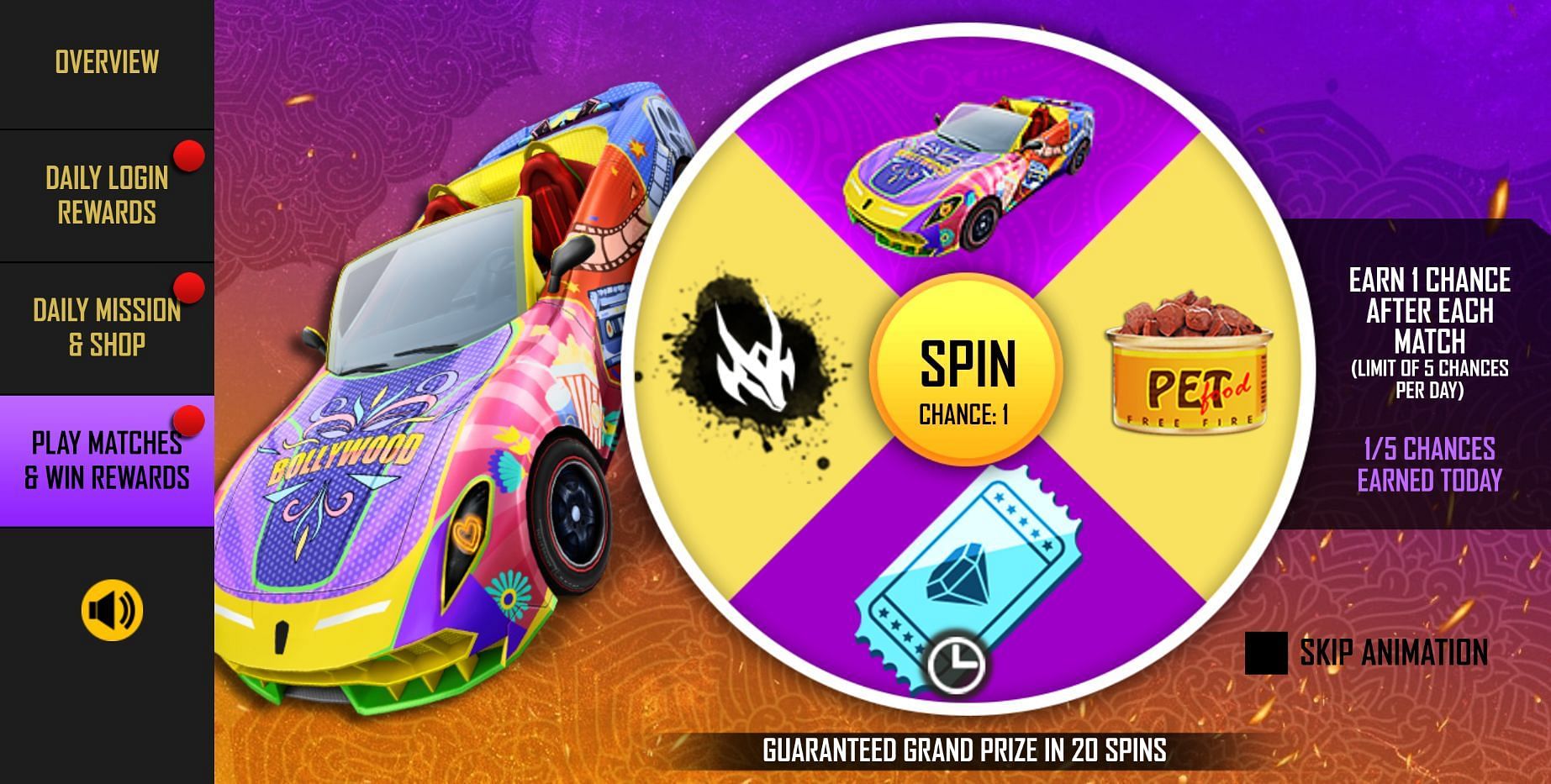 They are guaranteed to get the grand prize in 20 spins (Image via Free Fire)