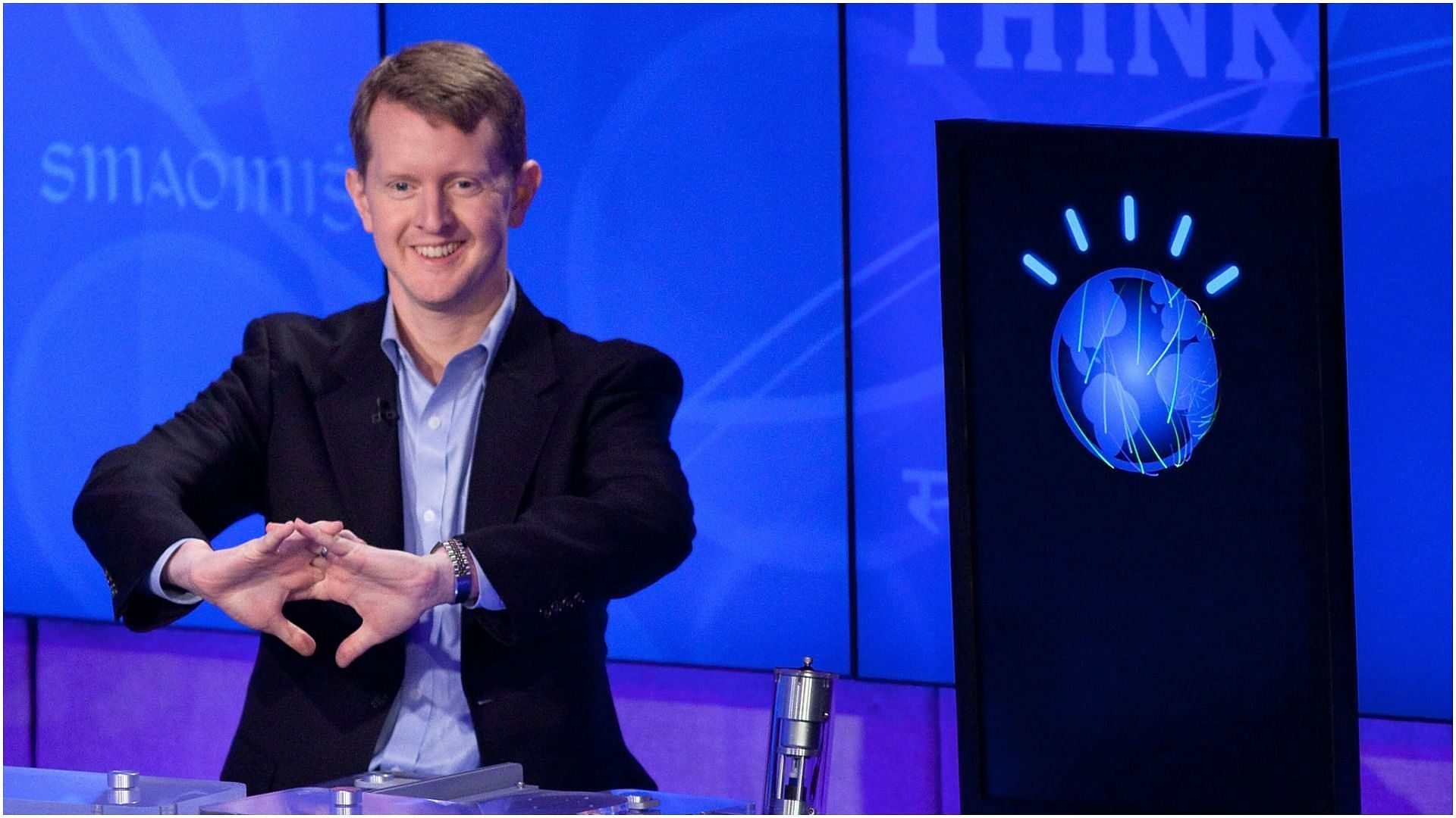 Ken Jennings competes against &#039;Watson&#039; at a press conference to discuss the upcoming Man V. Machine &quot;Jeopardy!&quot; competition at the IBM T.J. Watson Research Center on January 13, 2011 in Yorktown Heights, New York (Image via Getty Images)