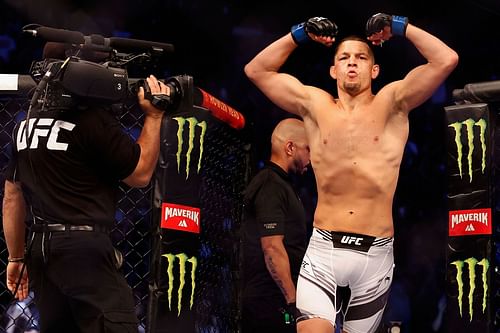 Nate Diaz makes his way to the octagon at UFC 263