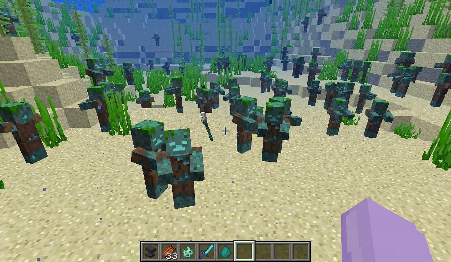 Drowned underwater (Image via Minecraft)