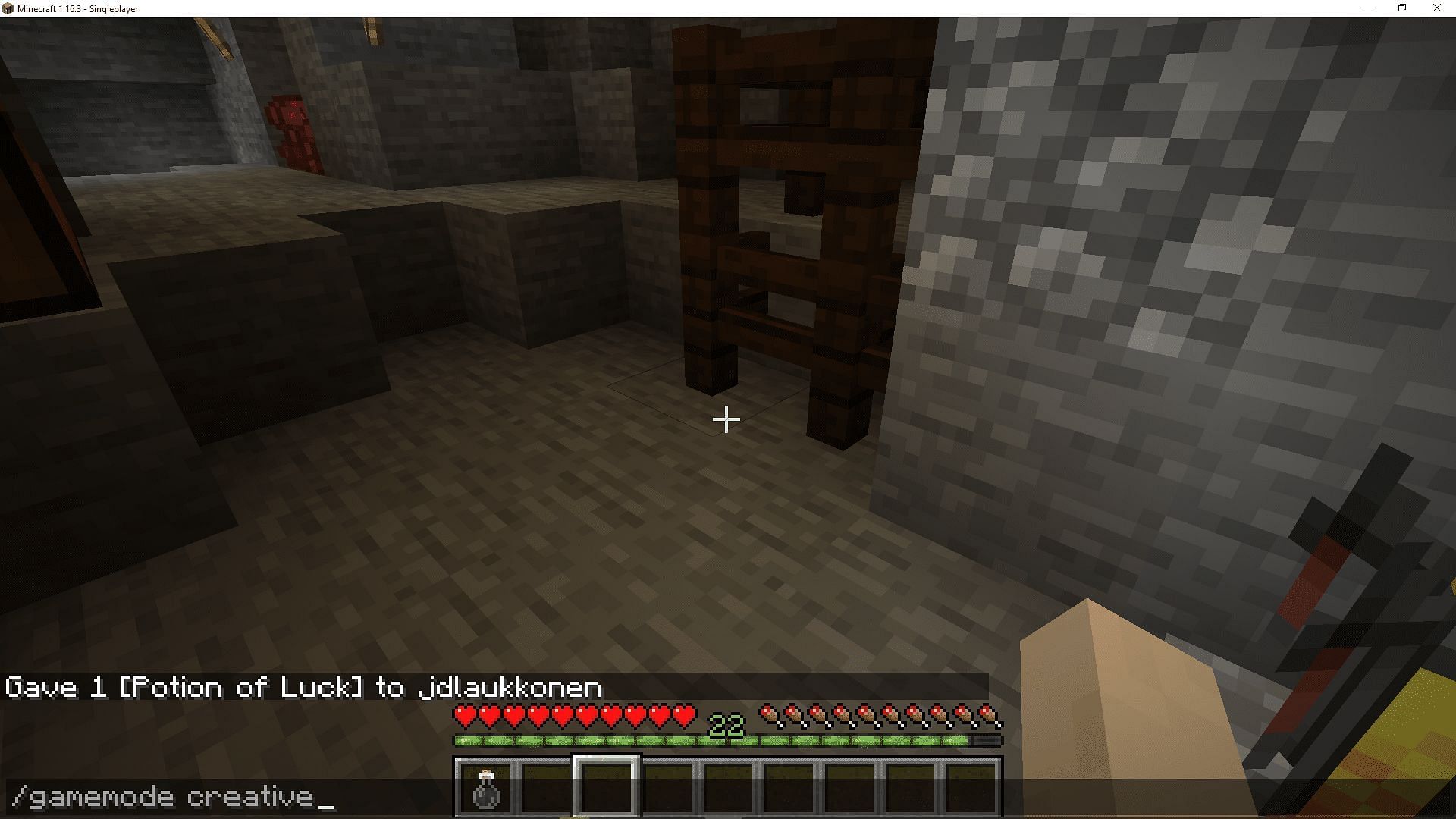 Potion of luck can only be obtained in Java Edition through the use of commands. Image via Minecraft
