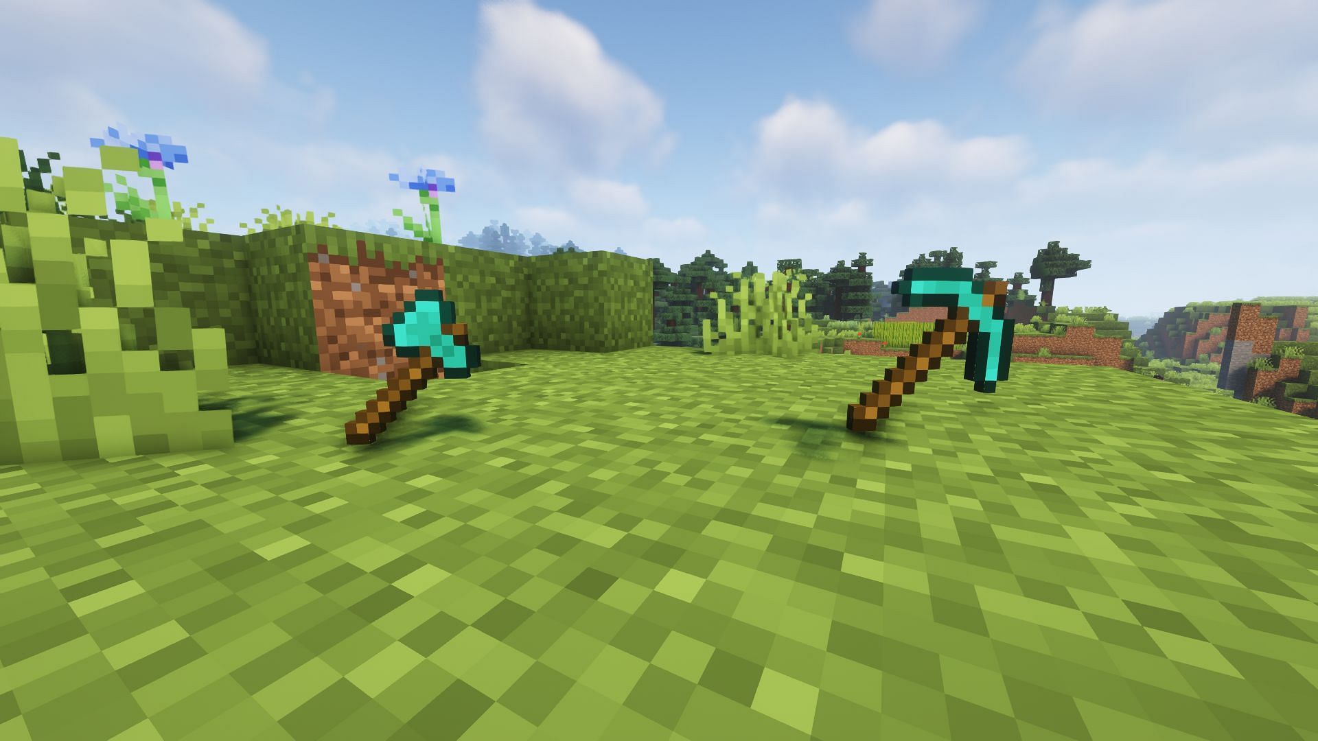 An axe and a pickaxe in the game (Image via Minecraft)