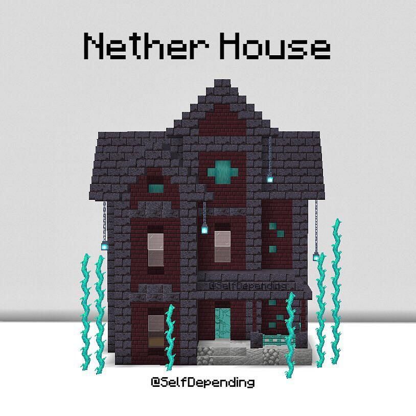 A Victorian-era house build in Minecraft (Image via u/selfdepending on Reddit)