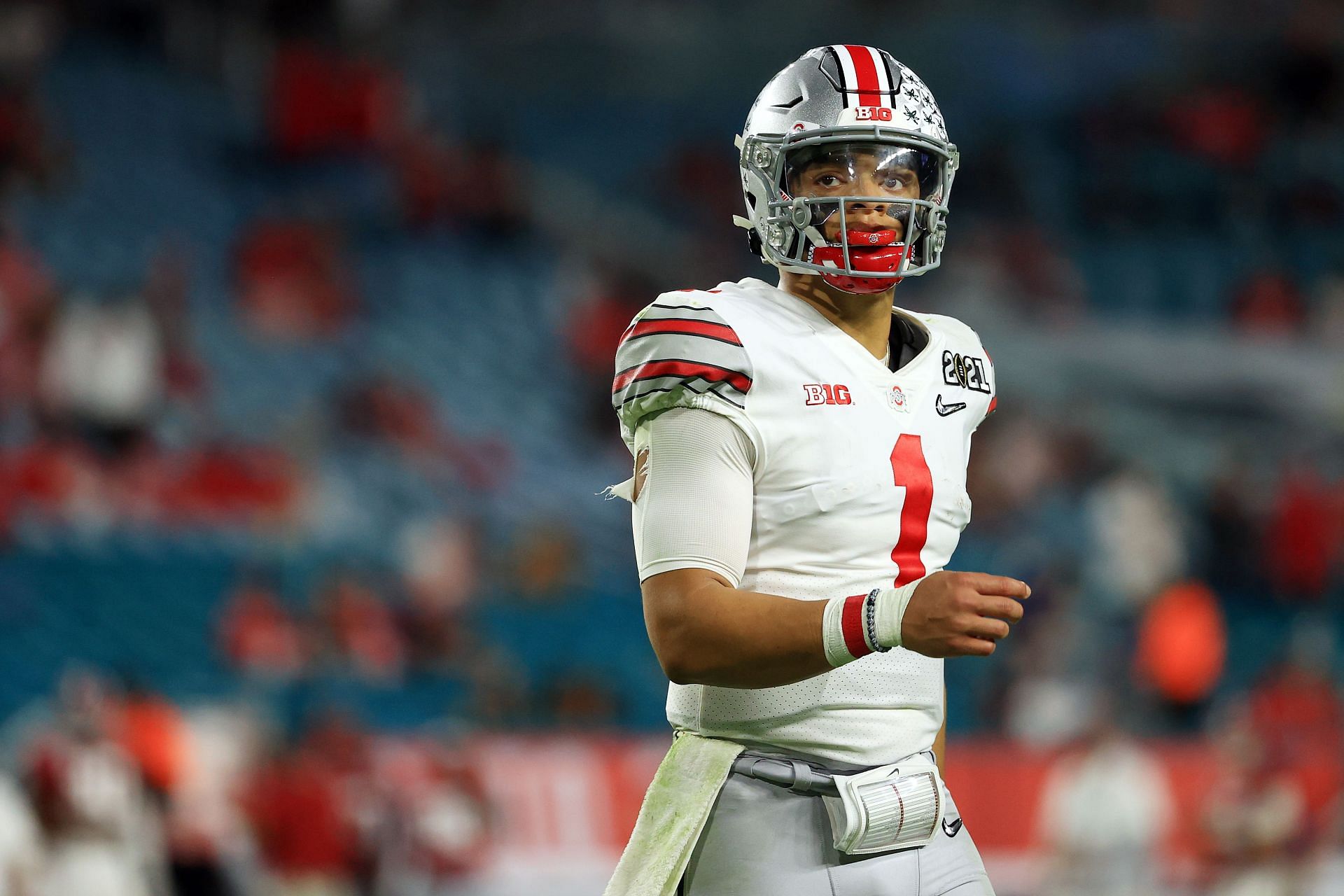 Ohio State University quarterback Justin Fields