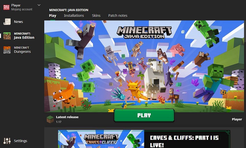 The Minecraft Launcher from where the new update can be accessed (Image via Minecraft)