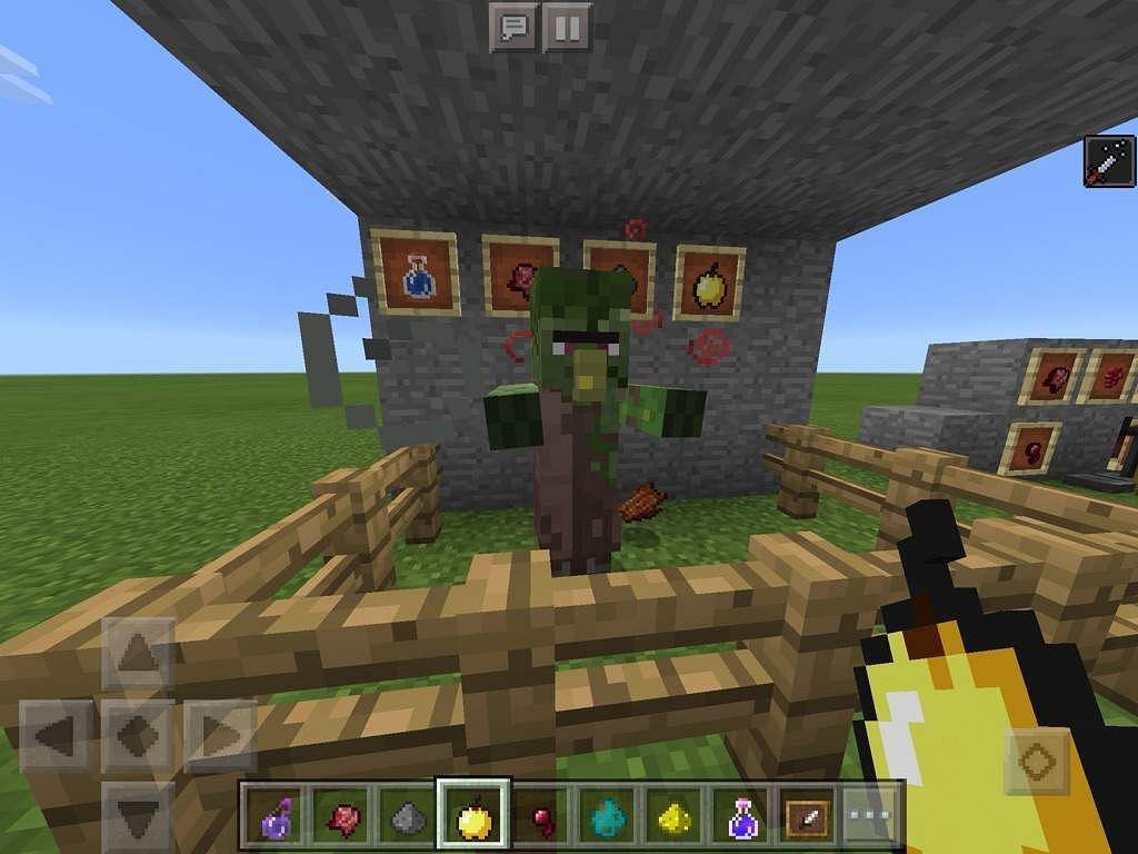 Curing a zombie villager in Minecraft (Image via Animo Apps)