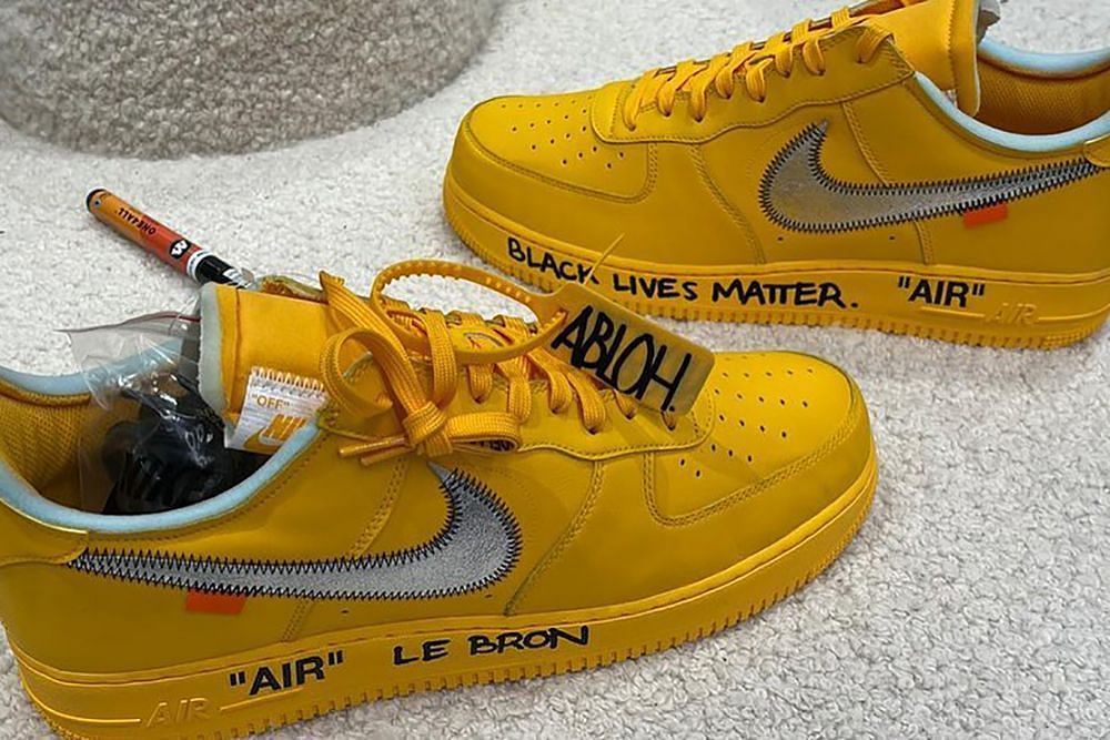 LeBron James was the recipient of a specially designed Off-White x Nike Air Force 1 Low sneaker. [Photo: Hypebeast]