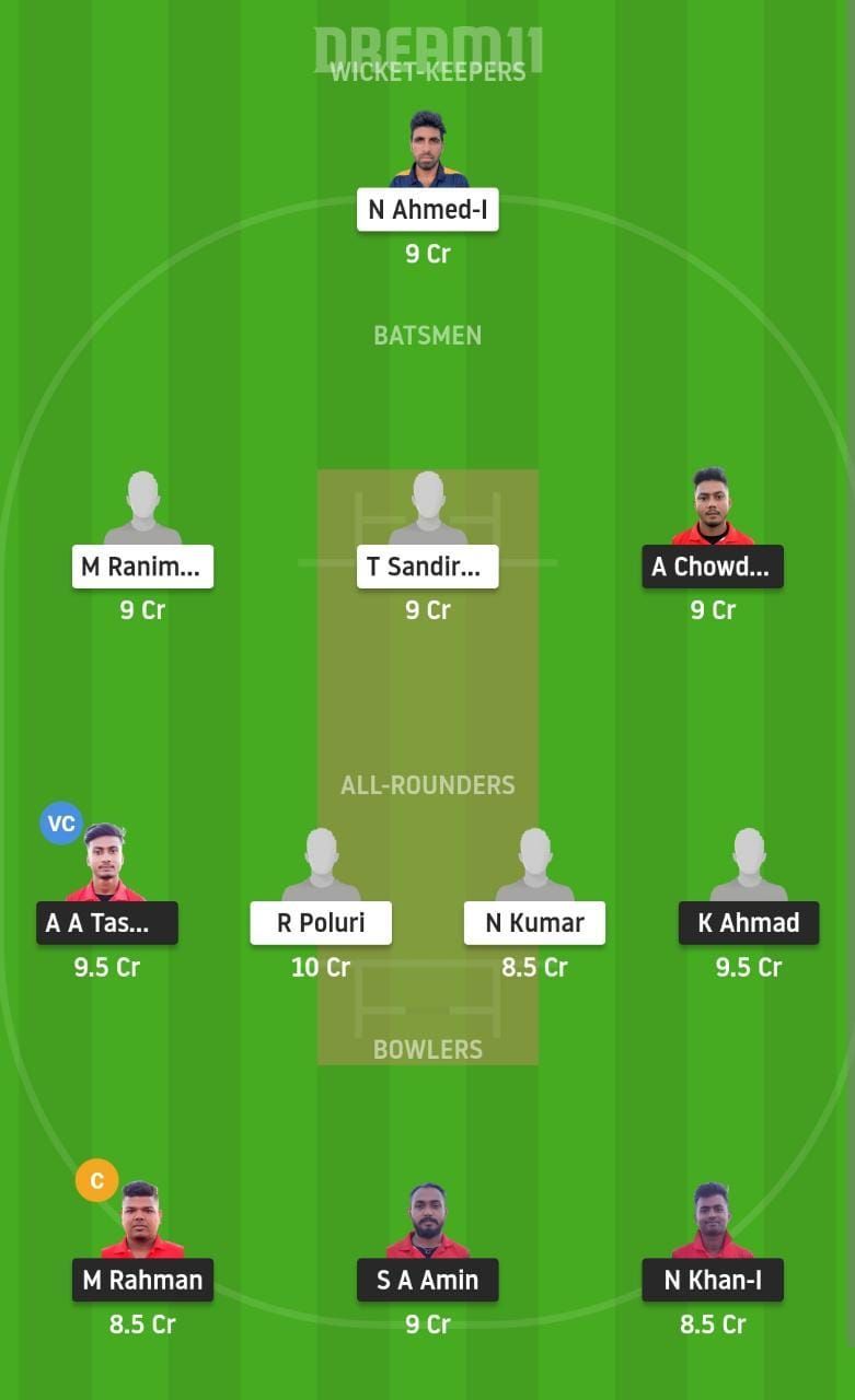 NFCC vs CES Dream11 Fantasy Suggestion #1