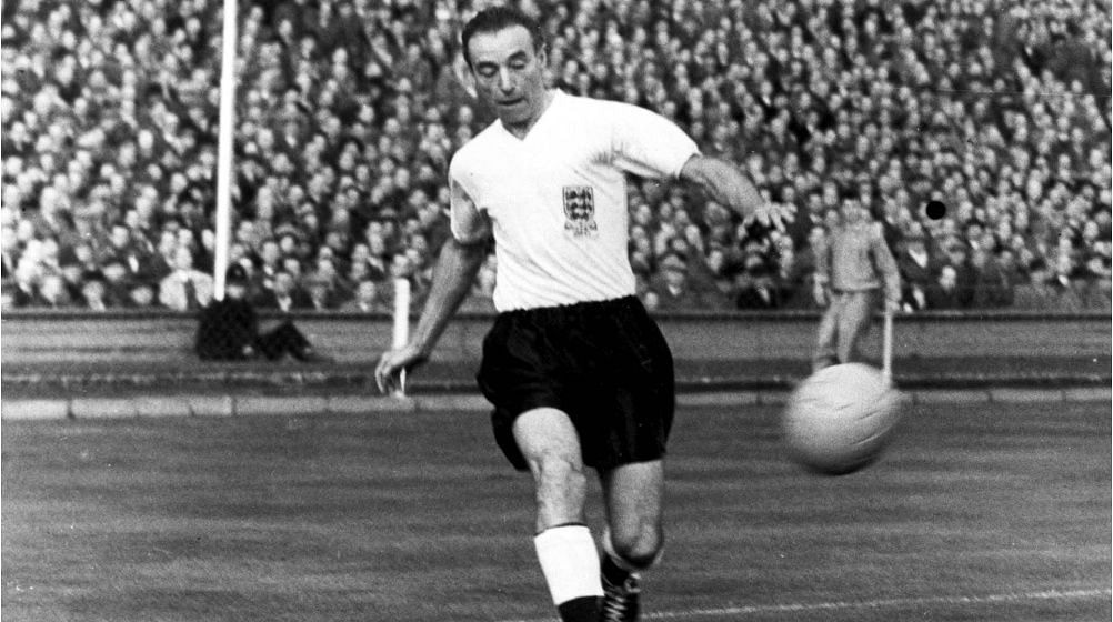 Sir Stanley Matthews in action for England