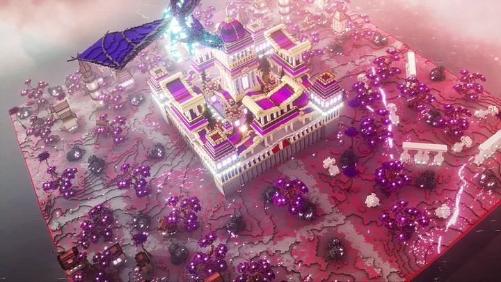 Purple ore is a popular Minecraft server with heavy raiding elements (Image via Pinterest/Minecraft)