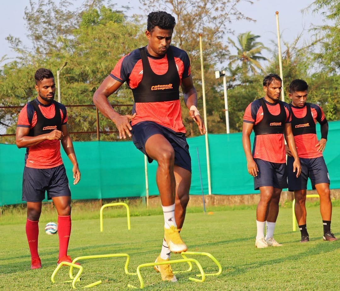 NorthEast United FC players in a training session during pre-season (Image Courtesy: NorthEast United Instagram)