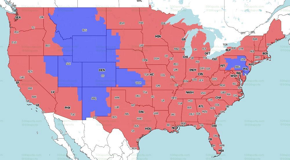 CBS Coverage Map for the late games of Week 10
