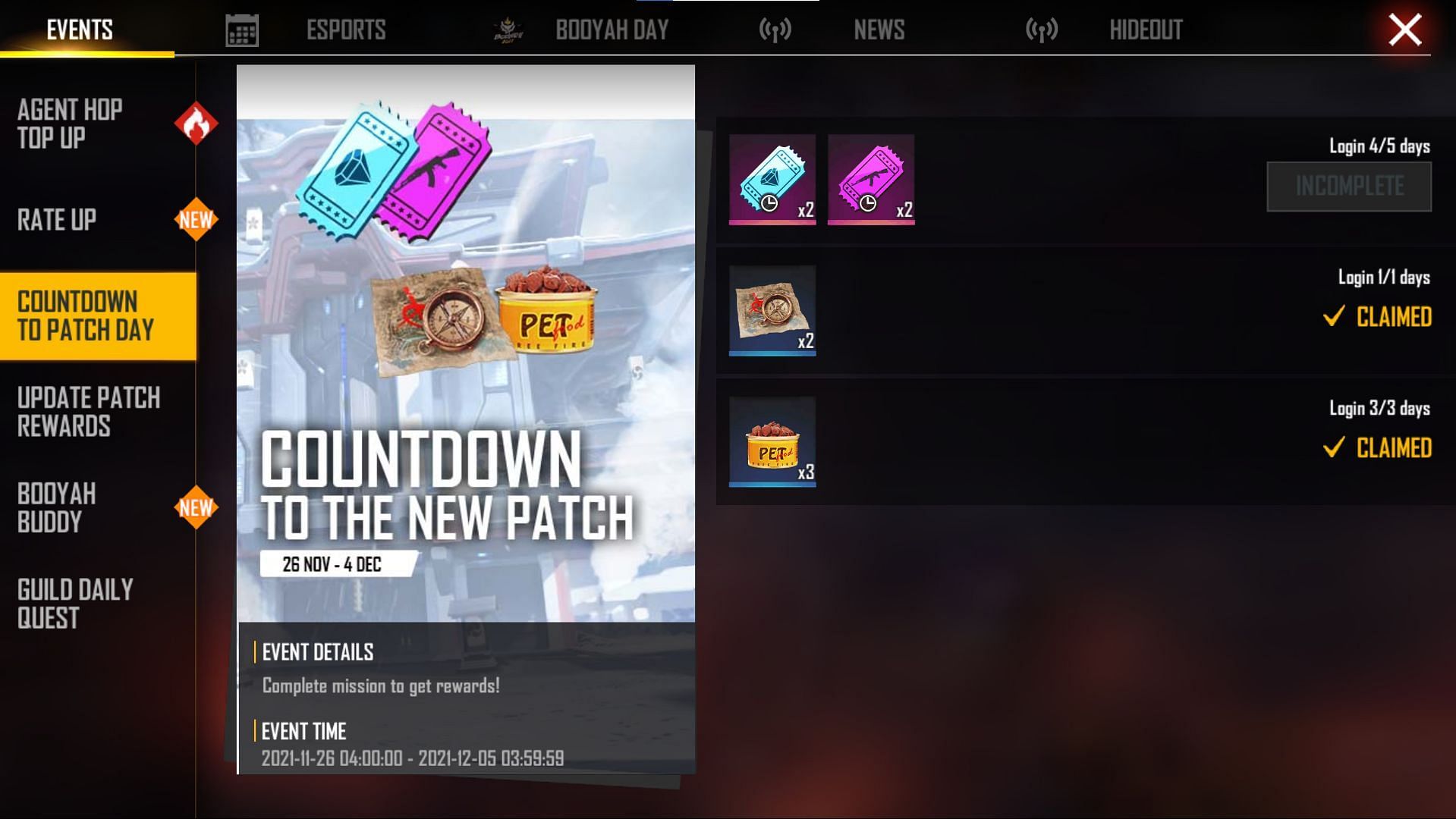 Countdown to Patch Day (Image via Free Fire)