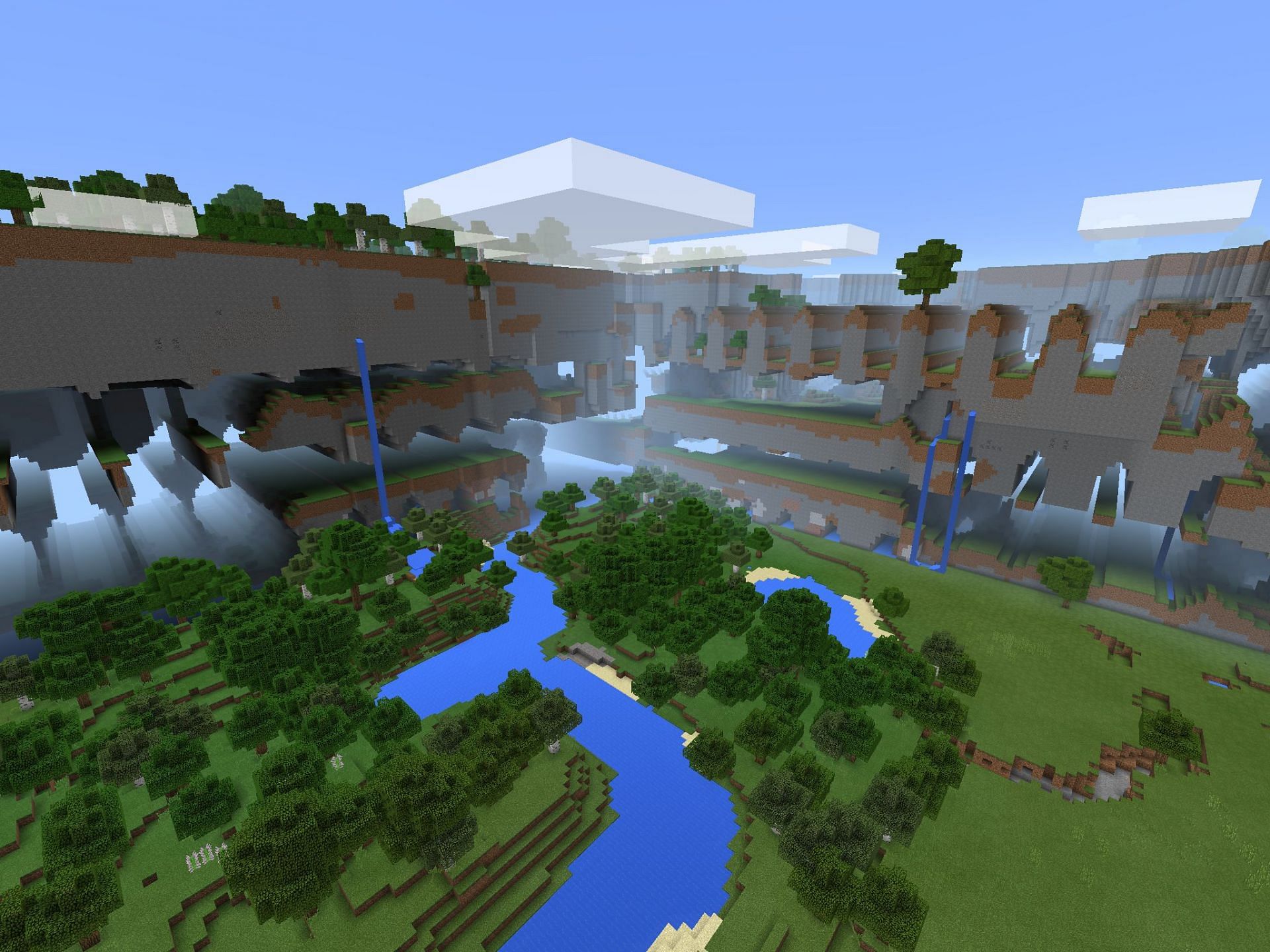 The Far Lands as seen in Minecraft&#039;s Bedrock platforms (Image via Mojang).
