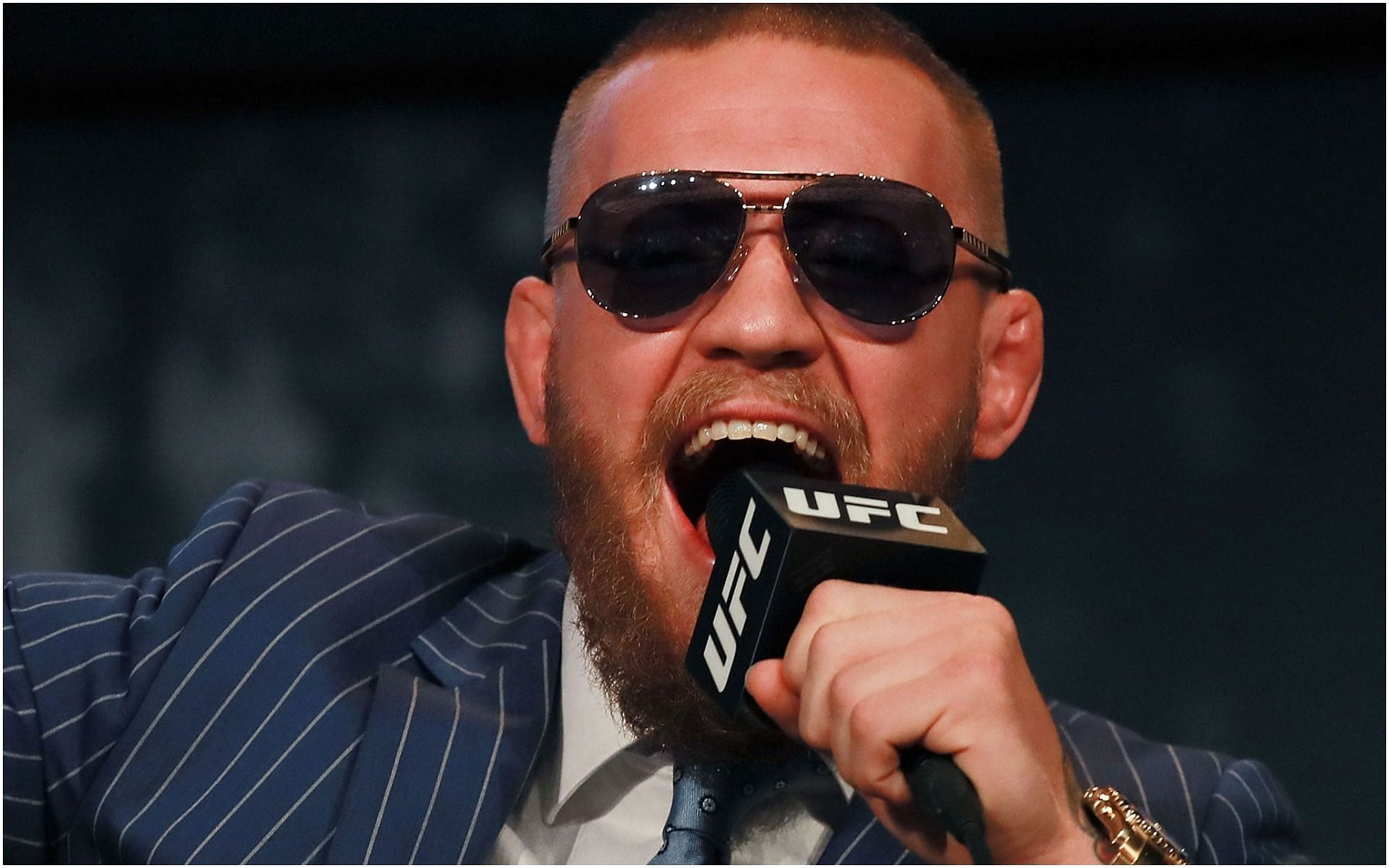 Conor McGregor unloading at a packed press conference