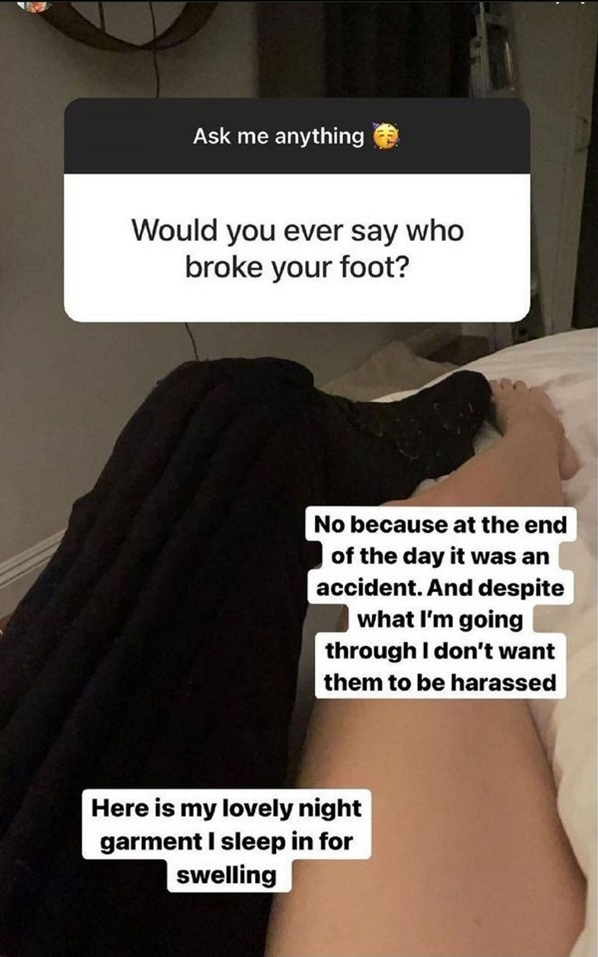 The influencer has refused to reveal who was responsible for her accident (Image via annelisejr/Instagram)