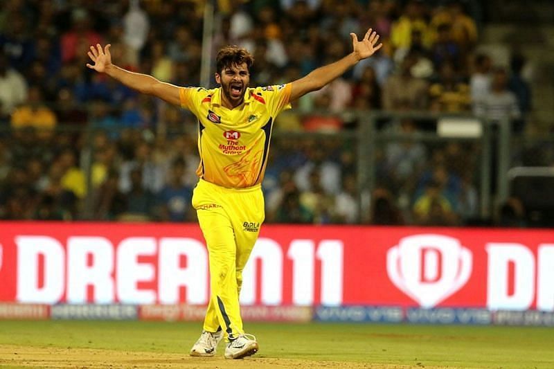 Shardul Thakur playing for CSK. Pic: IPLT20.COM