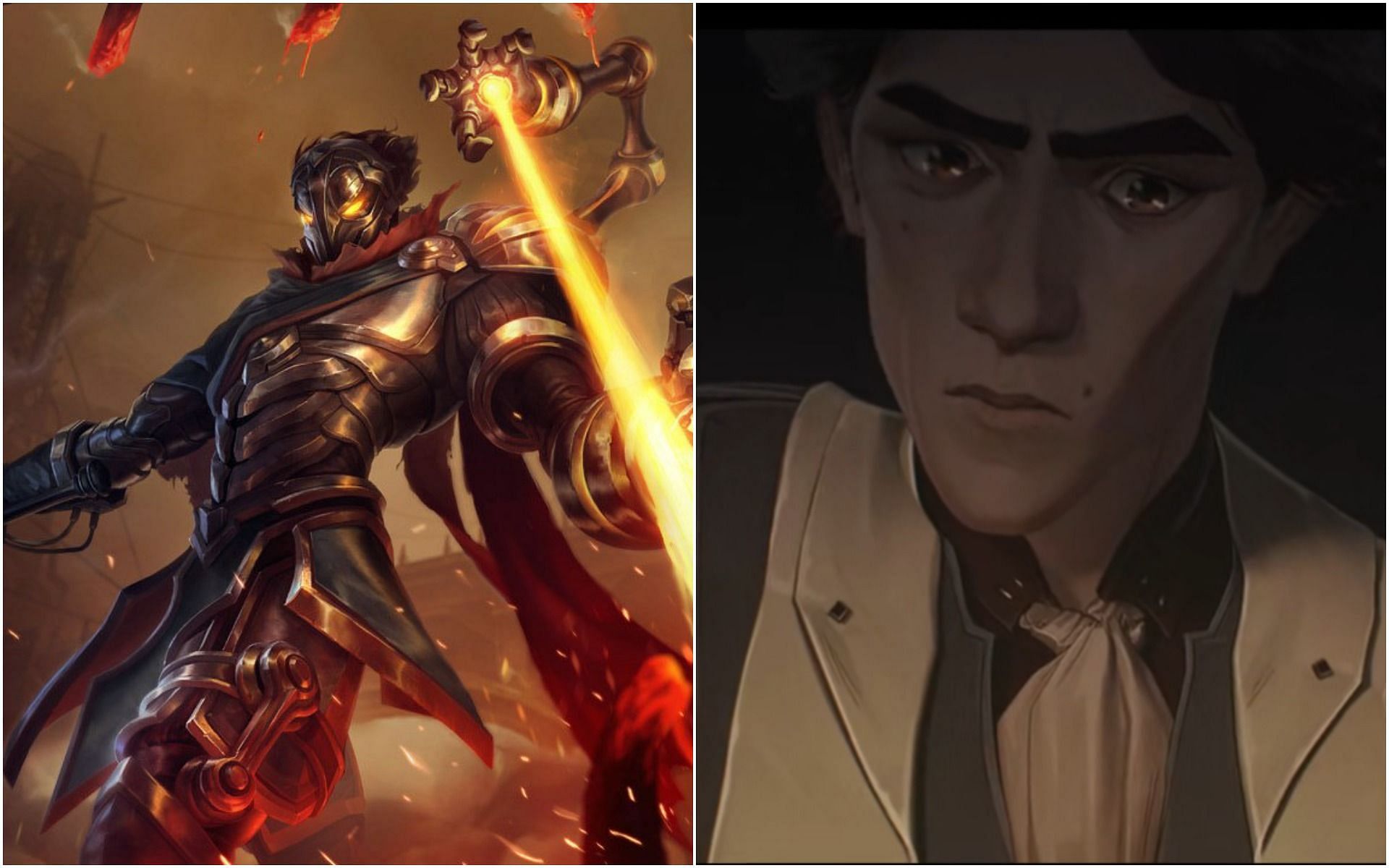 Viktor in League of Legends (left) and Viktor in Arcane (right) (Image via League of Legends)