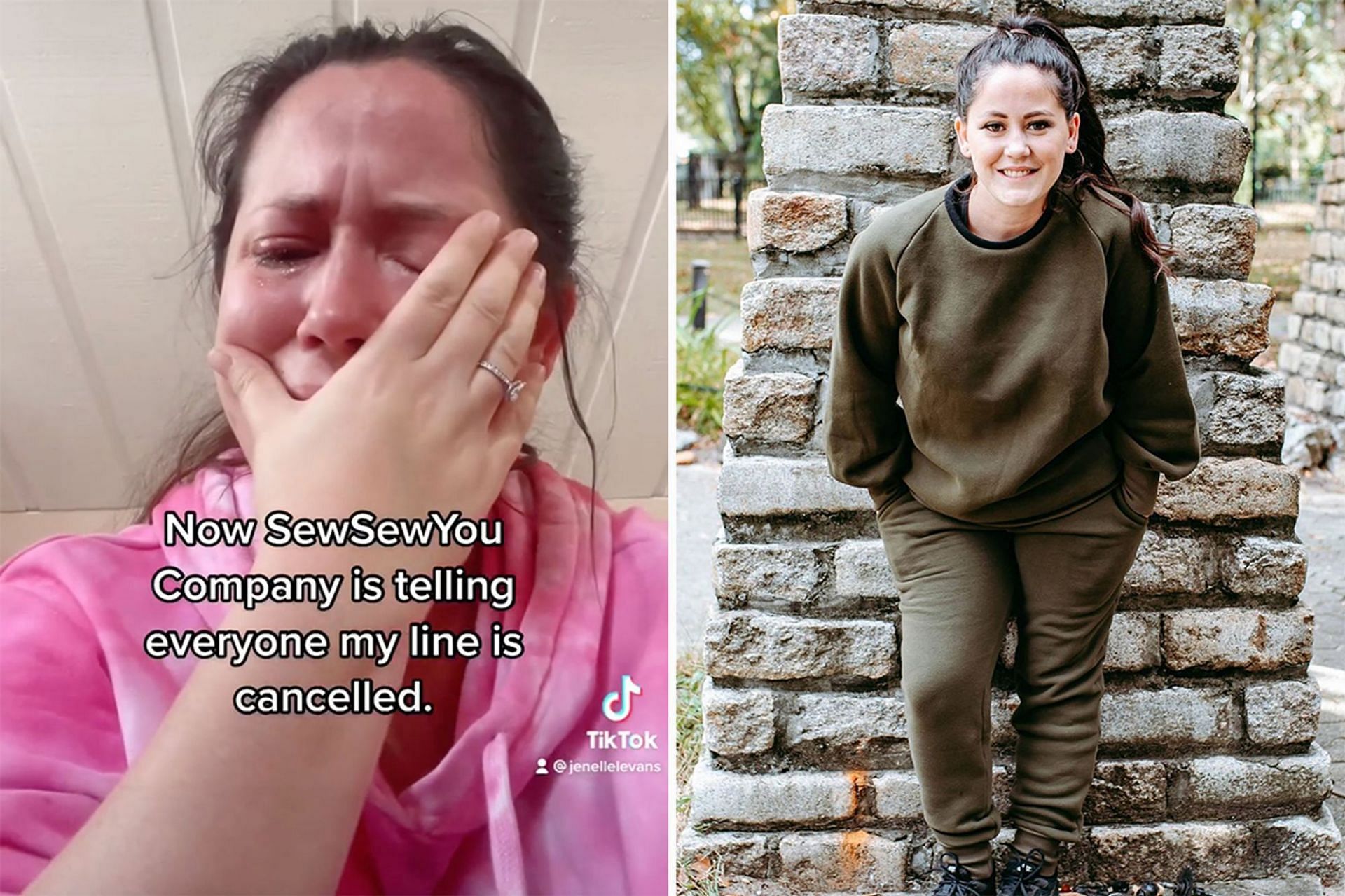 Teen Mom Jenelle Evans cries on social media following dissolution of clothing line (Image via janelleevans/ TikTok &amp; j_evans1219/ Instagram)