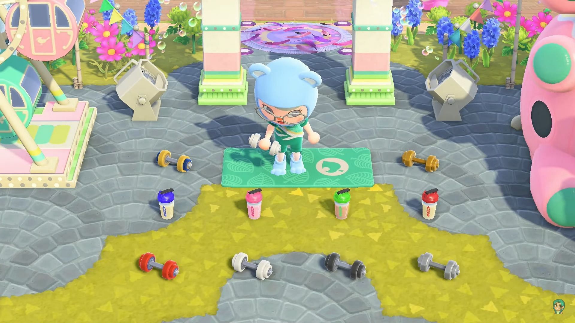 Group stretching exercises in Animal Crossing: New Horizons (Image via ceomg/YouTube)