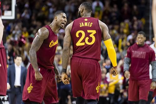 LeBron James with former teammate Iman Shumpert