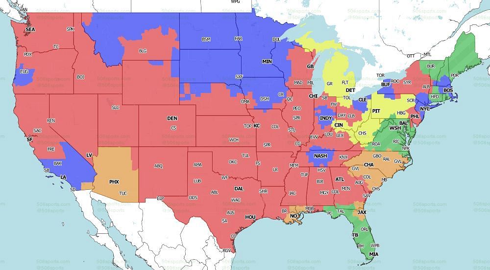 FOX Coverage Map for the games of Week 10