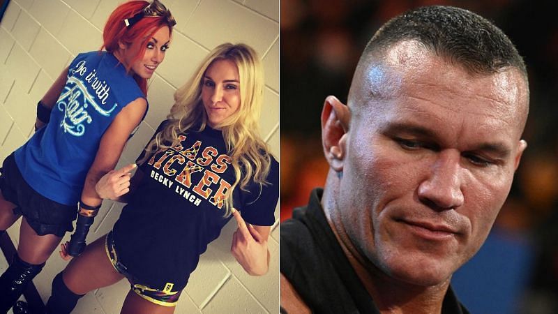 Becky Lynch and Charlotte Flair (left); Randy Orton (right)